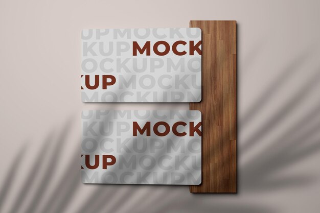 Top view of minimal business card mockup