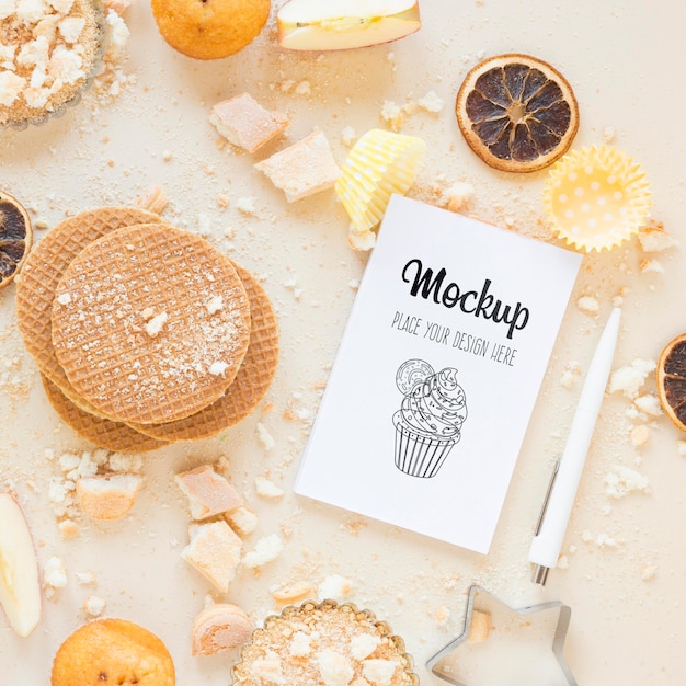 Top view mock-up with pastries