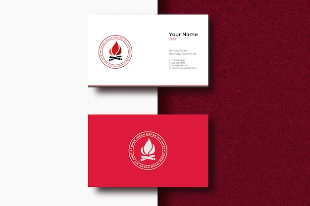 Top view of mockup of elegant business cards