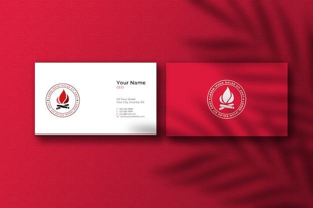 Top view of mockup of elegant business cards