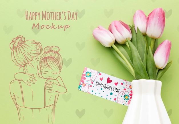 PSD top view mothers day concept