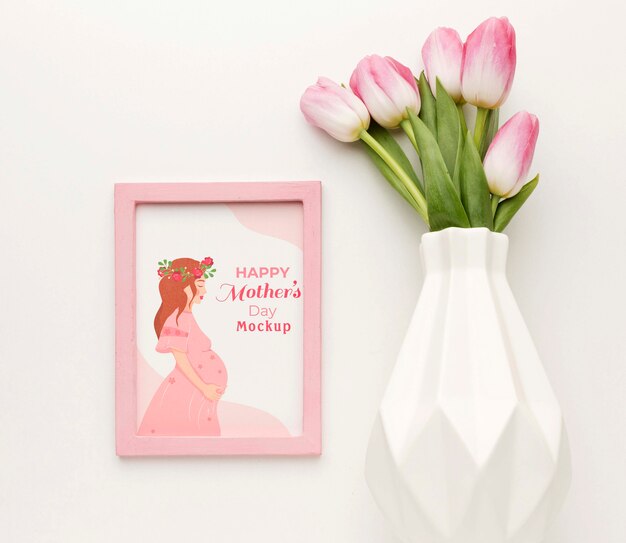 PSD top view mothers day concept