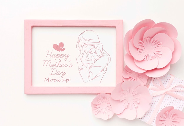 PSD top view mothers day concept