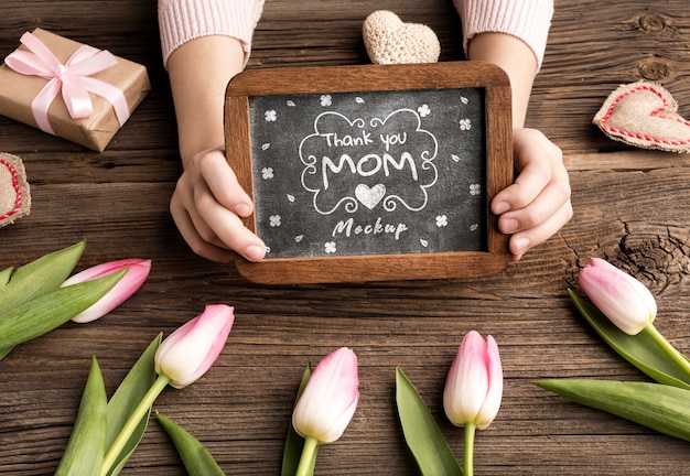 Vista dall'alto concetto di festa della mamma