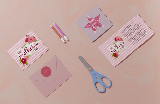 top view mothers day greeting card