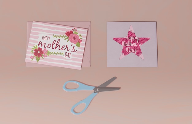 PSD top view mothers day greeting card