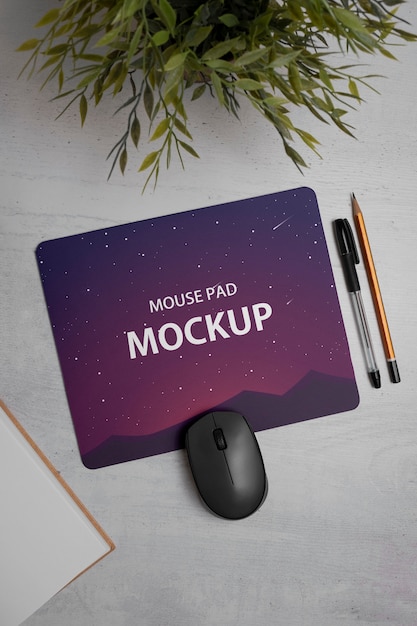 PSD top view of mouse pad mockup