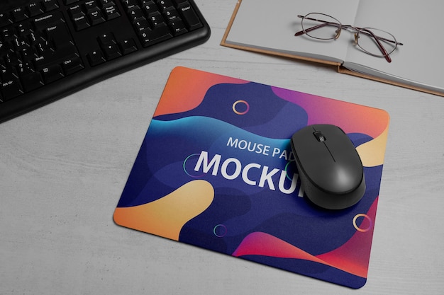 PSD top view of mouse pad mockup