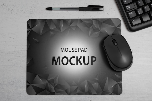 PSD vista dall'alto del mockup del tappetino per mouse