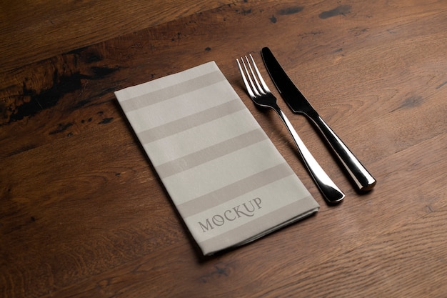 PSD top view over napkin mockup design