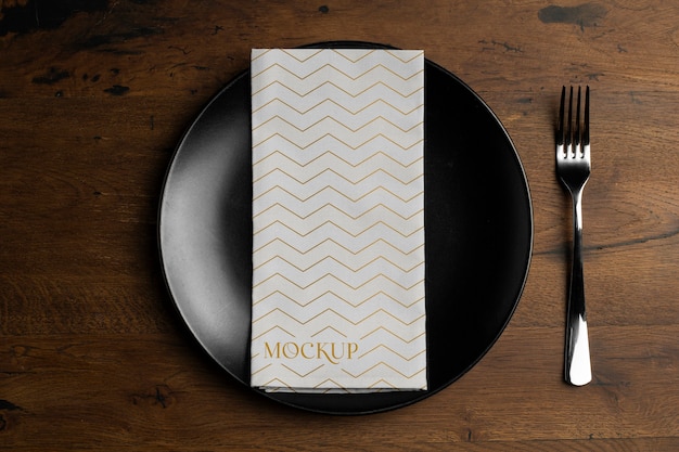 PSD top view over napkin mockup design