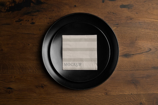 PSD top view over napkin mockup design