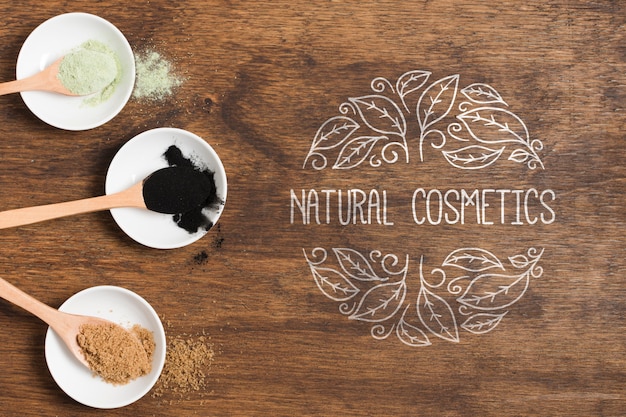 PSD modello di logo di cosmetici naturali vista dall'alto