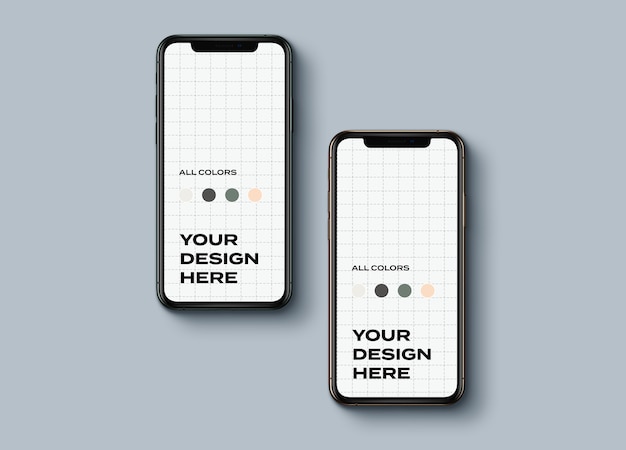トップビューの新しいスマートフォンのモックアップ