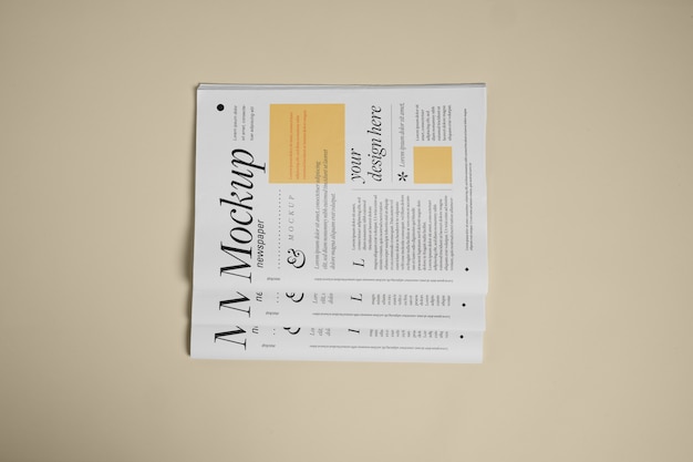 Top view of newspaper mock-up