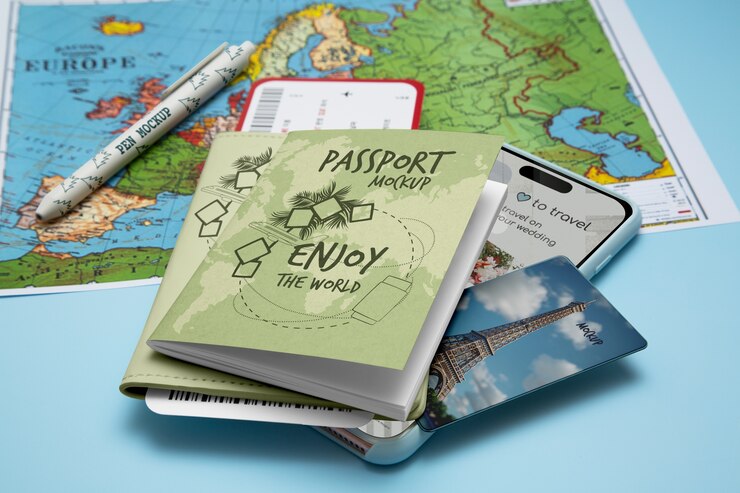 PSD top view on nomad visa mockup