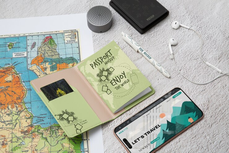 PSD top view on nomad visa mockup