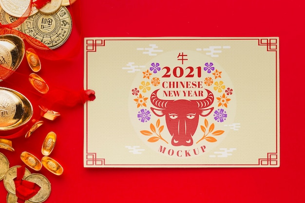 Вид сверху макета китайского нового года