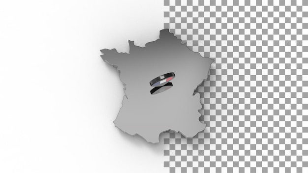 PSD フランスの地図の3dレンダリングの上面図