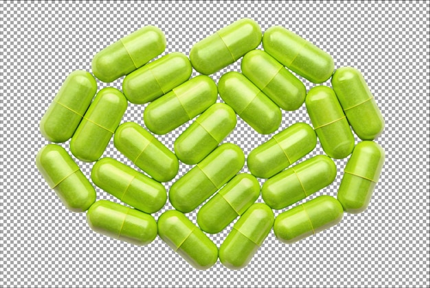 Top view of many lime green octagonal pills design