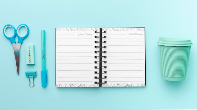 Top view of school supplies collection mock-up