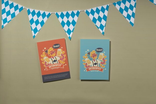 PSD top view oktoberfest celebration with menu