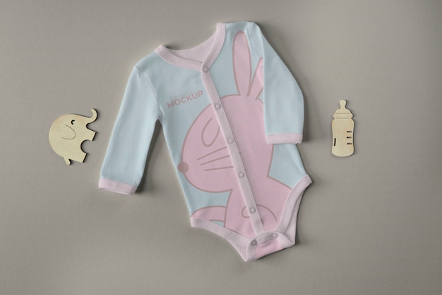 PSD top view of onesie for newborn babies