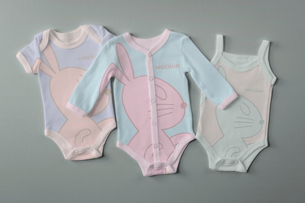 PSD top view of onesies for newborn babies