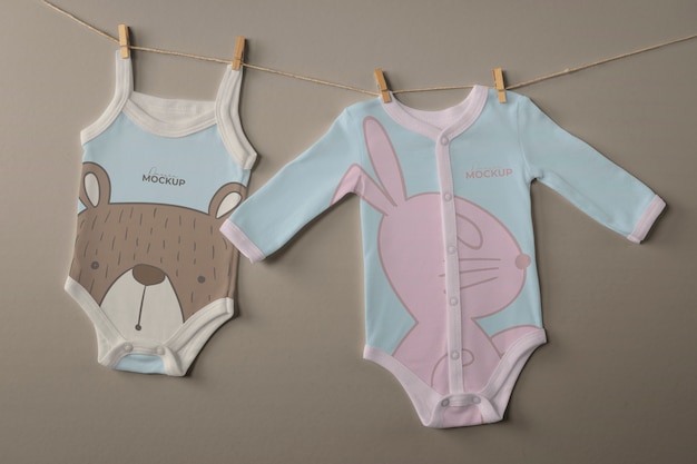 PSD top view of onesies for newborn babies