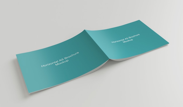 PSD top view of open half fold brochure mockup