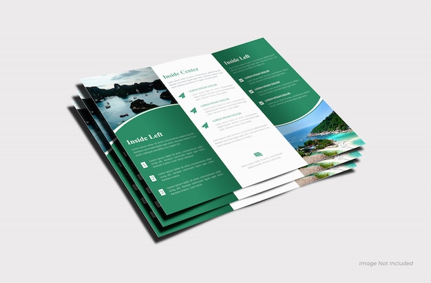 Top-view Open Trifold Brochure Mockup