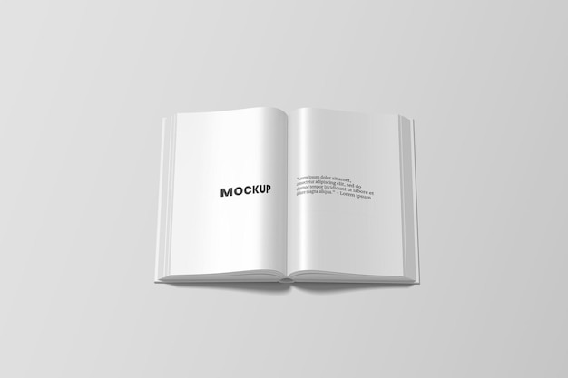 top view on opened book mockup