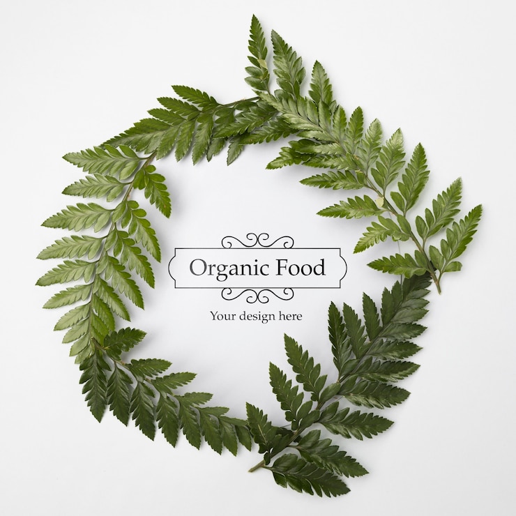 PSD top view organic food with mock-up concept
