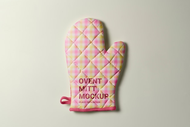 PSD top view oven mitt in studio