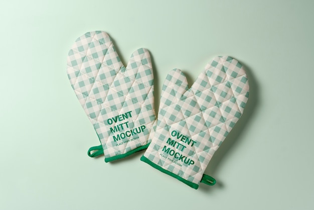 top view oven mitts in studio