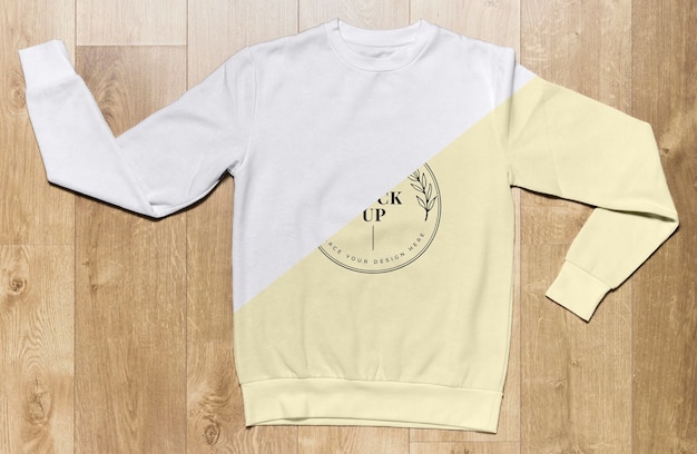 PSD top view pale yellow hoodie mock-up