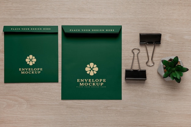 PSD top view of paper envelope mock-up