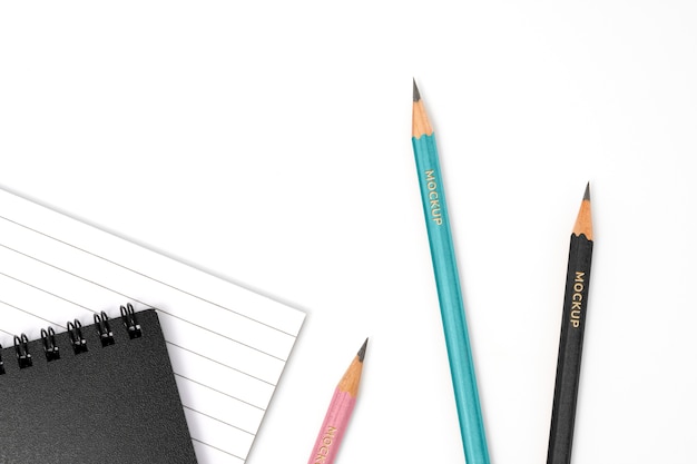 PSD top view over pencil mockup