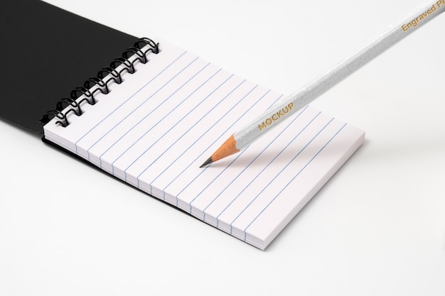 PSD top view over pencil mockup