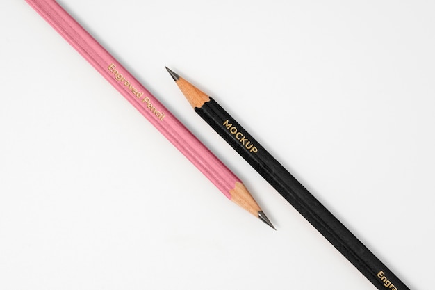 PSD top view over pencil mockup