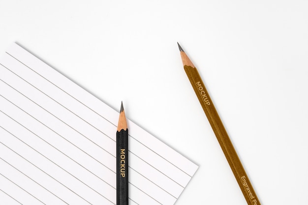 Top view over pencil mockup