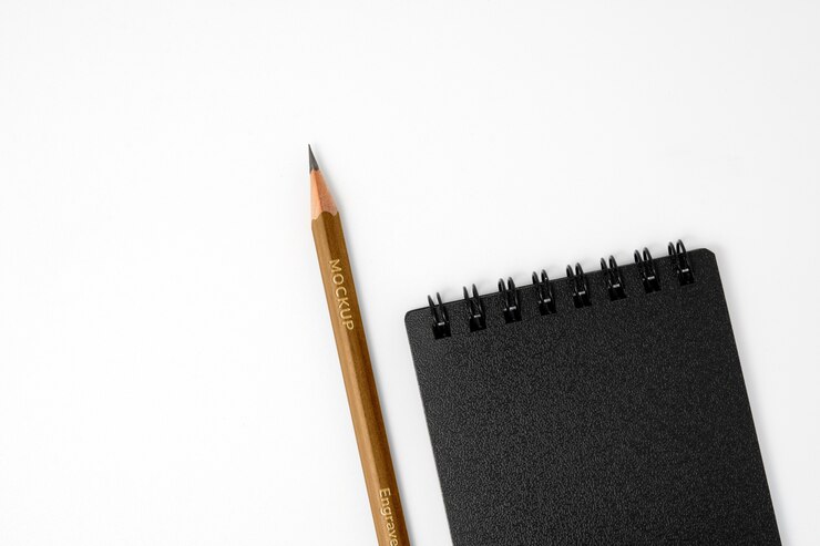 PSD top view over pencil mockup