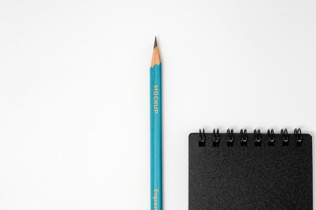 PSD top view over pencil mockup