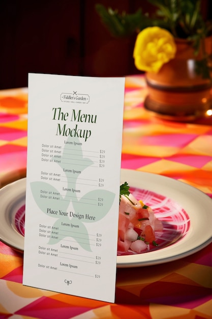 PSD top view over  peruvian menu mockup