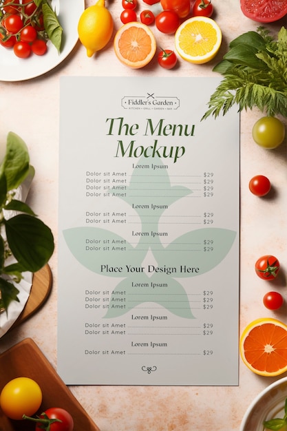 PSD top view over  peruvian menu mockup