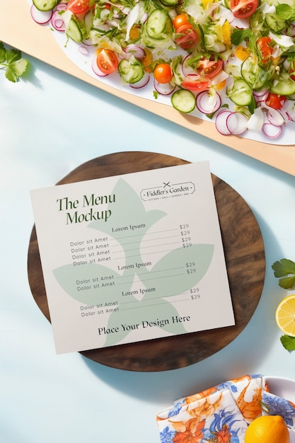 PSD top view over  peruvian menu mockup