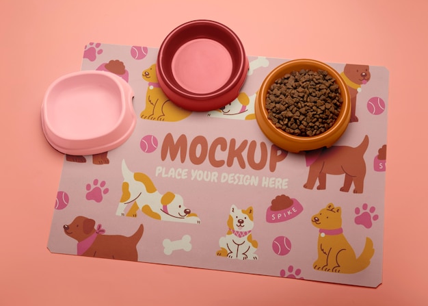 PSD top view on pet mat mockup