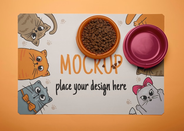 PSD top view on pet mat mockup