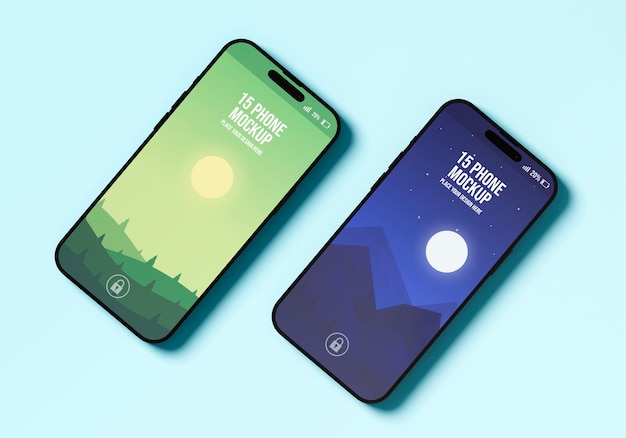 PSD top view over phone mockup