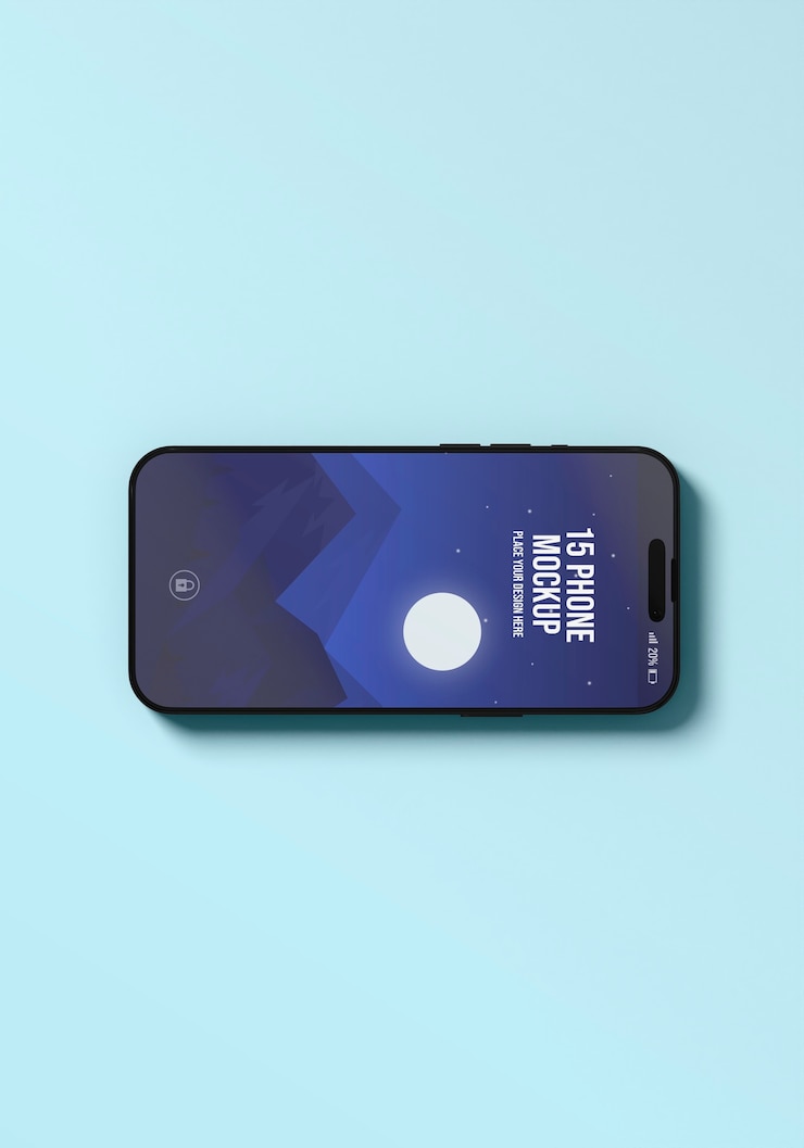 PSD top view over phone mockup